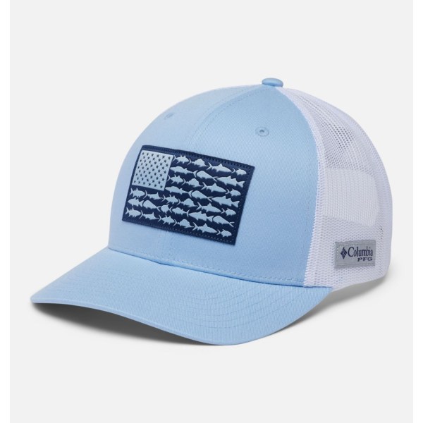 Caps Columbia PFG Mesh Snap Back Fish Flag Ball Panske Biele | SK-ZRM-063179