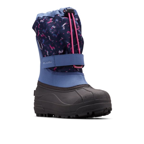 Cizmy Columbia Powderbug Plus II Print Snow Chlapcenske Modre Ruzove | SK-BVF-543796