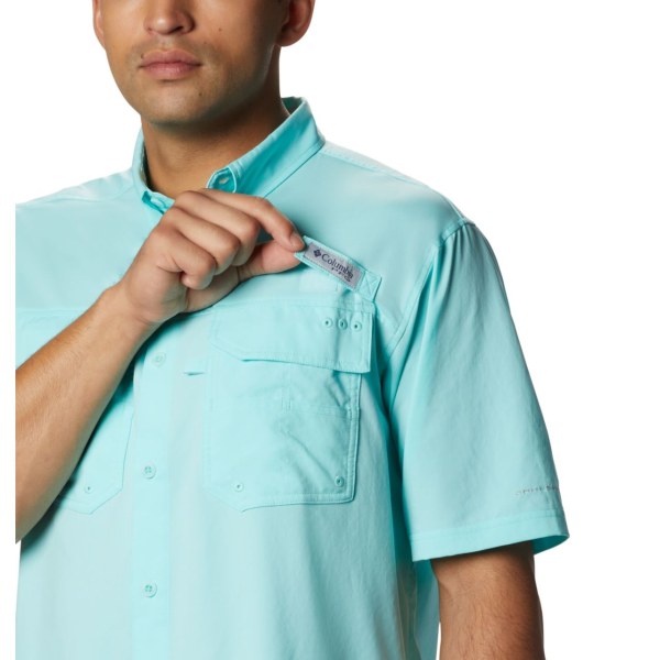 Kosele Columbia PFG Blood and Guts III Kratke Sleeve Woven Panske Svetlo Modre | SK-NPS-372519