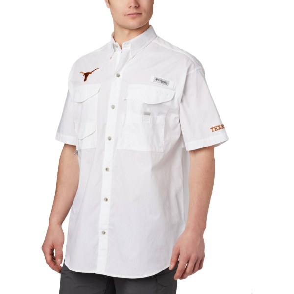 Kosele Columbia PFG Bonehead Kratke Sleeve - Texas Panske Biele | SK-FRU-239467