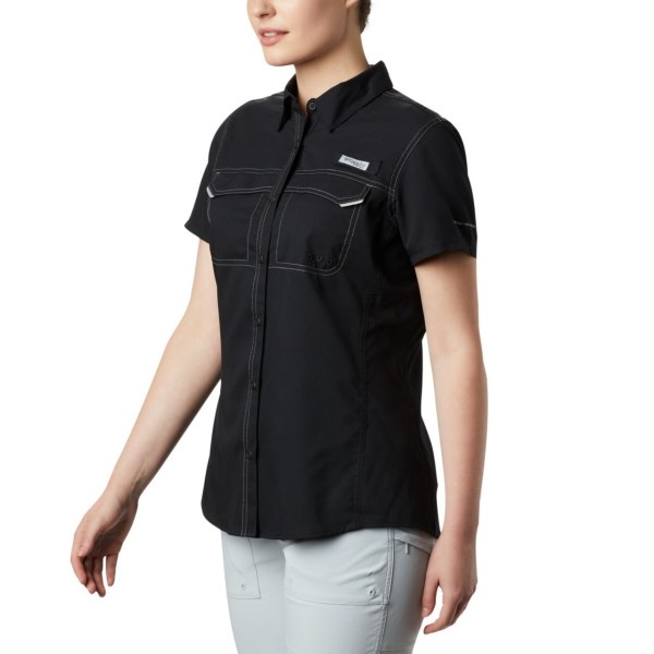 Kosele Columbia PFG Lo Drag Kratke Sleeve Damske Čierne | SK-HQA-629708