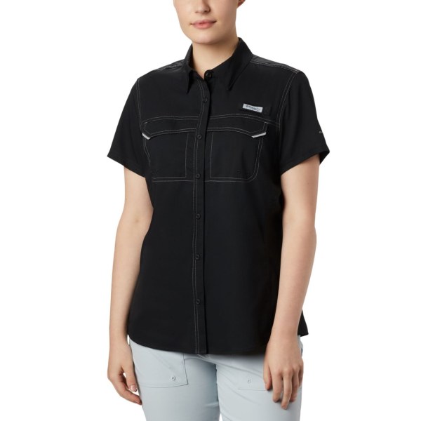 Kosele Columbia PFG Lo Drag Kratke Sleeve Damske Čierne | SK-HQA-629708