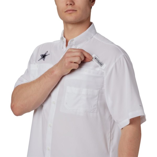 Kosele Columbia PFG Tamiami Kratke Sleeve - Dallas Cowboys Panske Biele | SK-FVS-781560