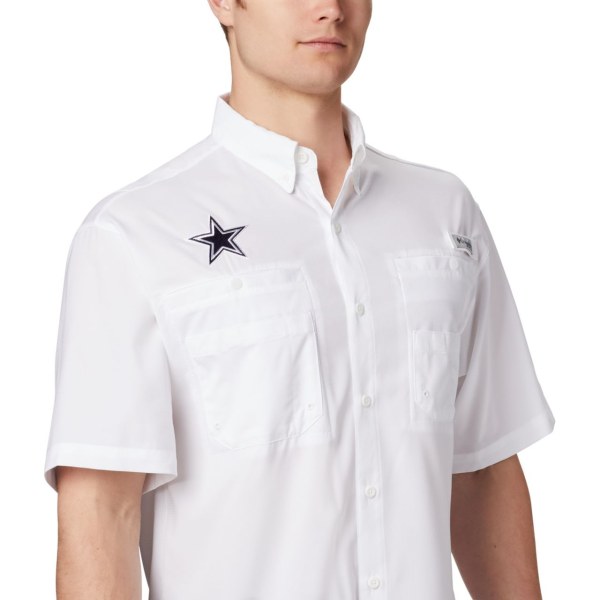 Kosele Columbia PFG Tamiami Kratke Sleeve - Dallas Cowboys Panske Biele | SK-FVS-781560