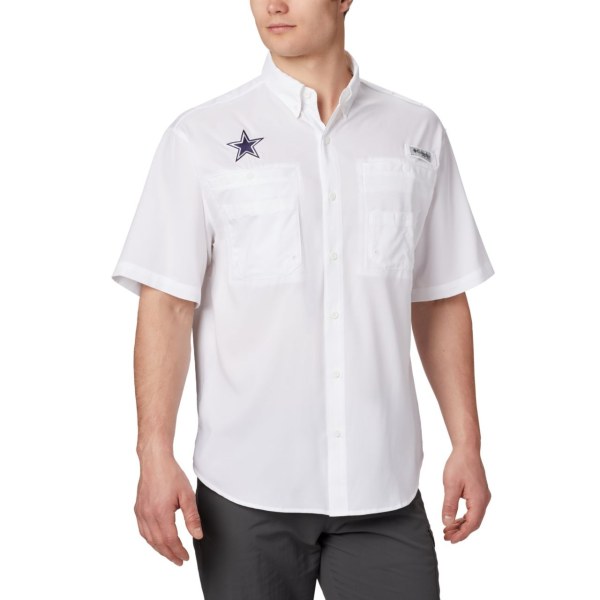 Kosele Columbia PFG Tamiami Kratke Sleeve - Dallas Cowboys Panske Biele | SK-FVS-781560