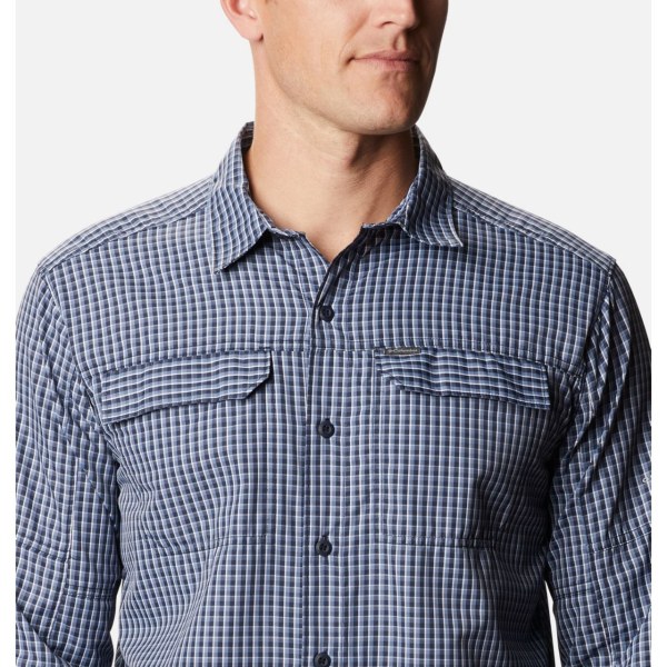 Kosele Columbia Silver Ridge 2.0 Plaid Long Sleeve Panske Modre Siva | SK-IHX-579208