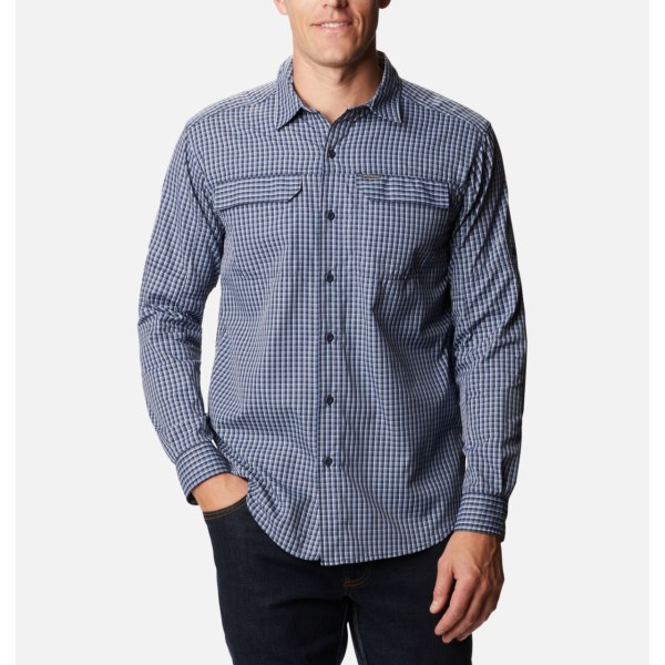 Kosele Columbia Silver Ridge 2.0 Plaid Long Sleeve Panske Modre Siva | SK-IHX-579208
