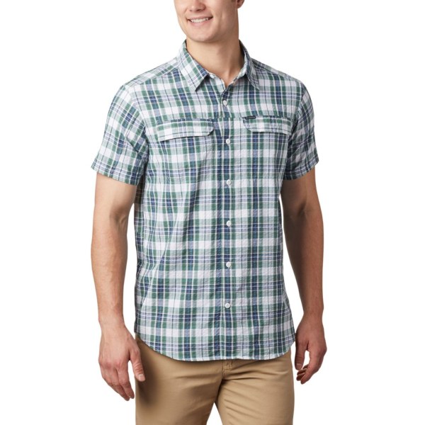 Kosele Columbia Silver Ridge Kratke Sleeve Seersucker Panske Tmavo Modre Hnede | SK-ENW-951327
