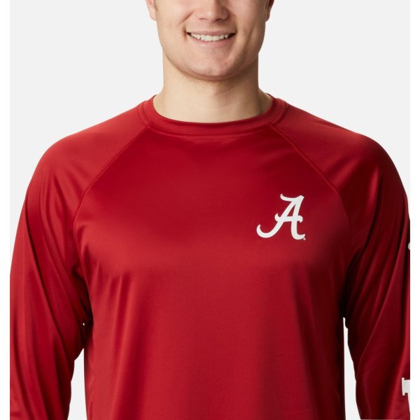 Mikiny Columbia Collegiate PFG Terminal Tackle Long Sleeve - Alabama Panske Červené Biele | SK-ZOJ-831462