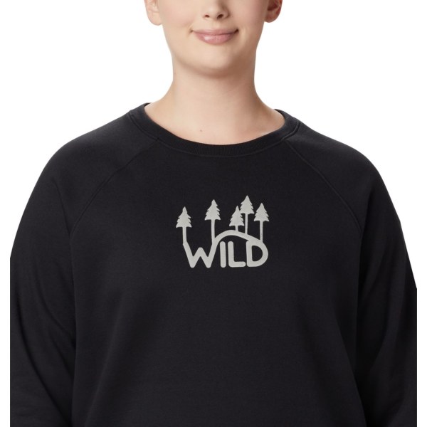 Mikiny Columbia Hart Mountain Long Sleeve Grafika Crew Plus Size Damske Čierne | SK-BAR-231057