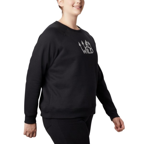 Mikiny Columbia Hart Mountain Long Sleeve Grafika Crew Plus Size Damske Čierne | SK-BAR-231057