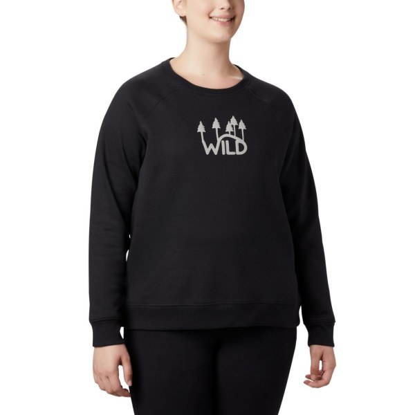 Mikiny Columbia Hart Mountain Long Sleeve Grafika Crew Plus Size Damske Čierne | SK-BAR-231057