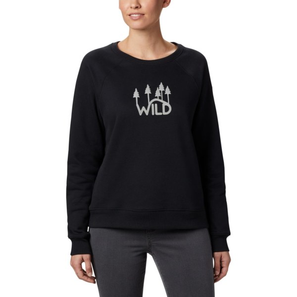 Mikiny Columbia Hart Mountain Long Sleeve Grafika Crew Damske Čierne | SK-GOB-870953
