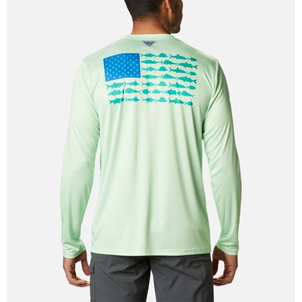 Mikiny Columbia Terminal Tackle PFG Fish Flag Long Sleeve Panske Tyrkysové Zelene | SK-EUO-837542