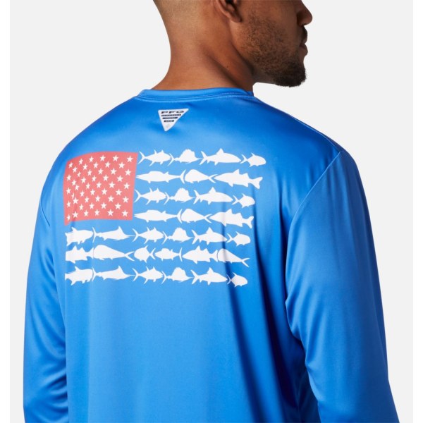Mikiny Columbia Terminal Tackle PFG Fish Flag Long Sleeve Big Panske Modre Biele | SK-VOJ-605237
