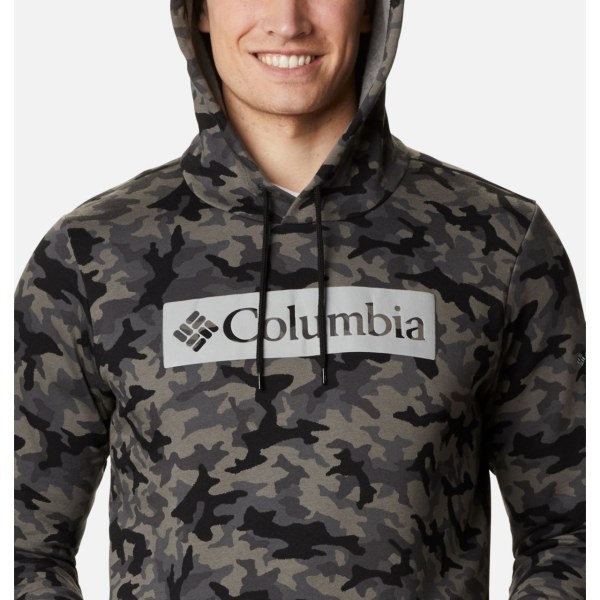Mikiny S Kapucňou Columbia Logo Printed Panske Čierne Maskacove | SK-BSX-136875