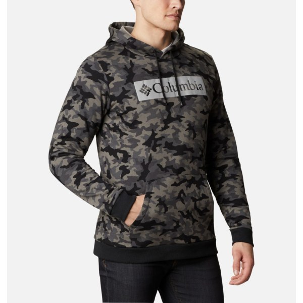 Mikiny S Kapucňou Columbia Logo Printed Panske Čierne Maskacove | SK-BSX-136875