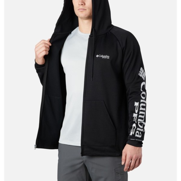 Mikiny S Kapucňou Columbia PFG Terminal Tackle Fleece Full Zip Panske Čierne Siva | SK-OYB-298645