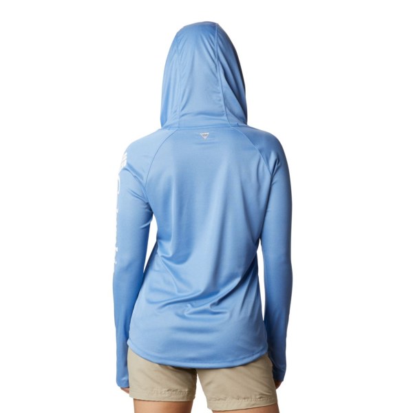 Mikiny S Kapucňou Columbia PFG Tidal Heather Damske Modre Biele | SK-WGS-487269