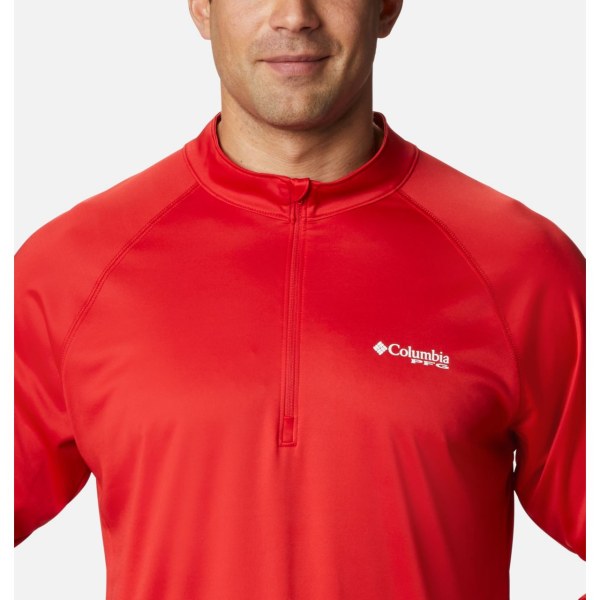 Pulovre Columbia PFG Terminal Tackle 1/4 Zip Vysoke Panske Červené Biele | SK-LOB-879301
