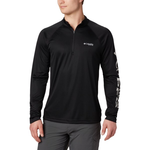 Pulovre Columbia PFG Terminal Tackle 1/4 Zip Big Panske Čierne Siva | SK-UDG-702851