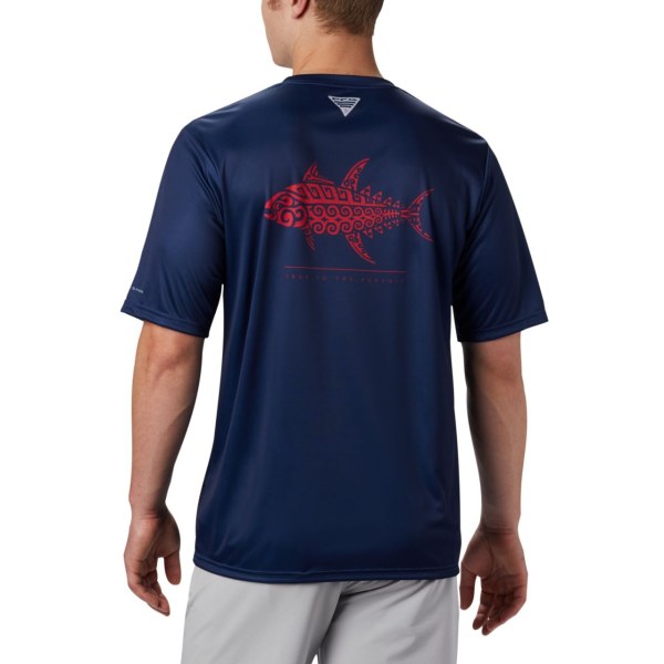 Tricko Columbia PFG Terminal Tackle Tribal Fish Kratke Sleeve Panske Tmavo Siva | SK-SQX-103479