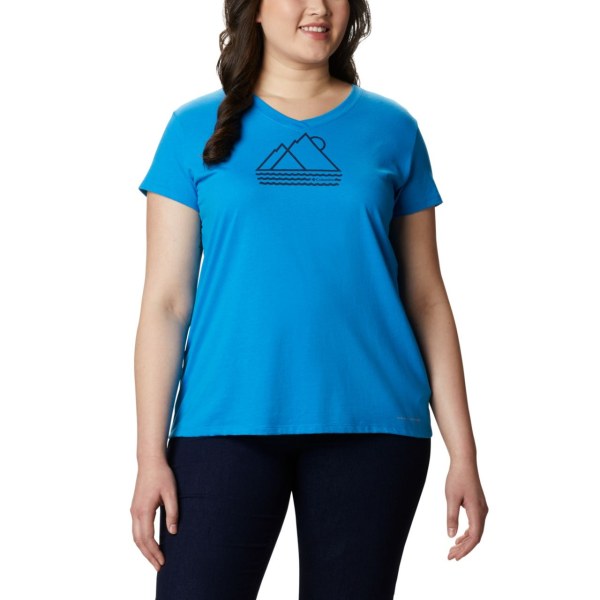 Tricko Columbia Solar Shield Grafika Plus Size Damske Modre | SK-BNQ-185239