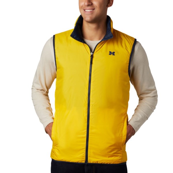 Vesty Columbia Collegiate Lake 22 Reversible - Michigan Panske Námornícka Modrá Žlté | SK-RXQ-298651
